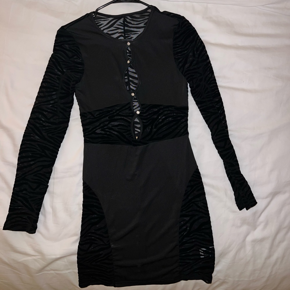 Sheer Black Zebra Print Dress